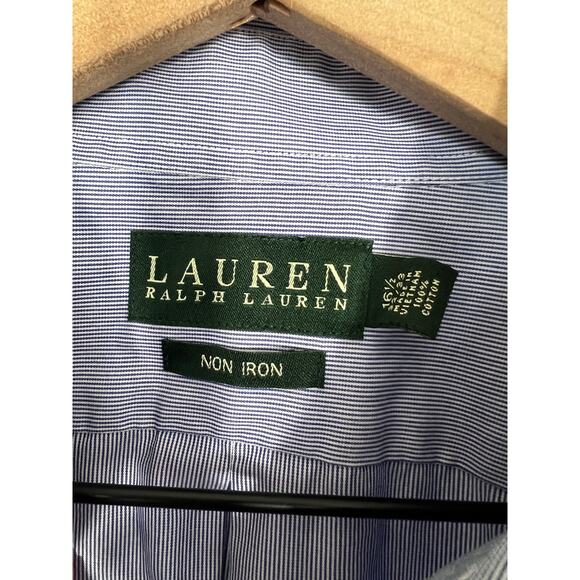 Lauren Ralph Lauren Blue White Non-Iron Dress Shirt Men’s XL 16.5 32/33 - Picture 3 of 5